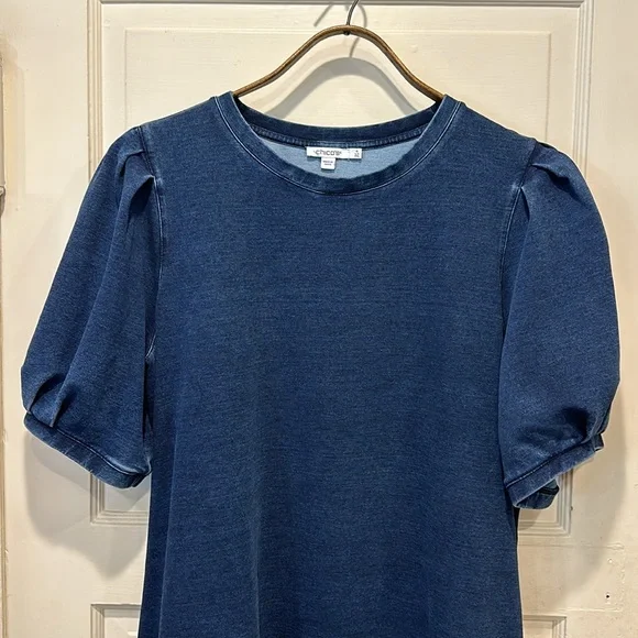 CHICOS  DENIM KNIT DRESS - Picture 2 of 6